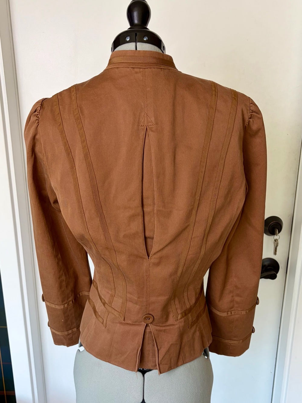 Marc Jacobs Vintage Cognac Button-Front Jacket, Grosgrain trim, 6 (smaller), EUC - Picture 7 of 12